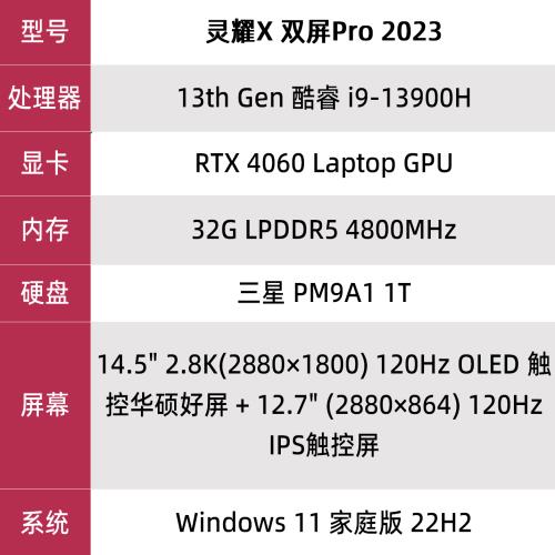 灵耀X双屏Pro 2023评测：升级4060性能强劲，双屏设计独具匠心